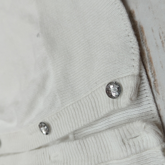 Cat & Jack White Rhinestone Cardigan Girls L - Picture 3 of 6